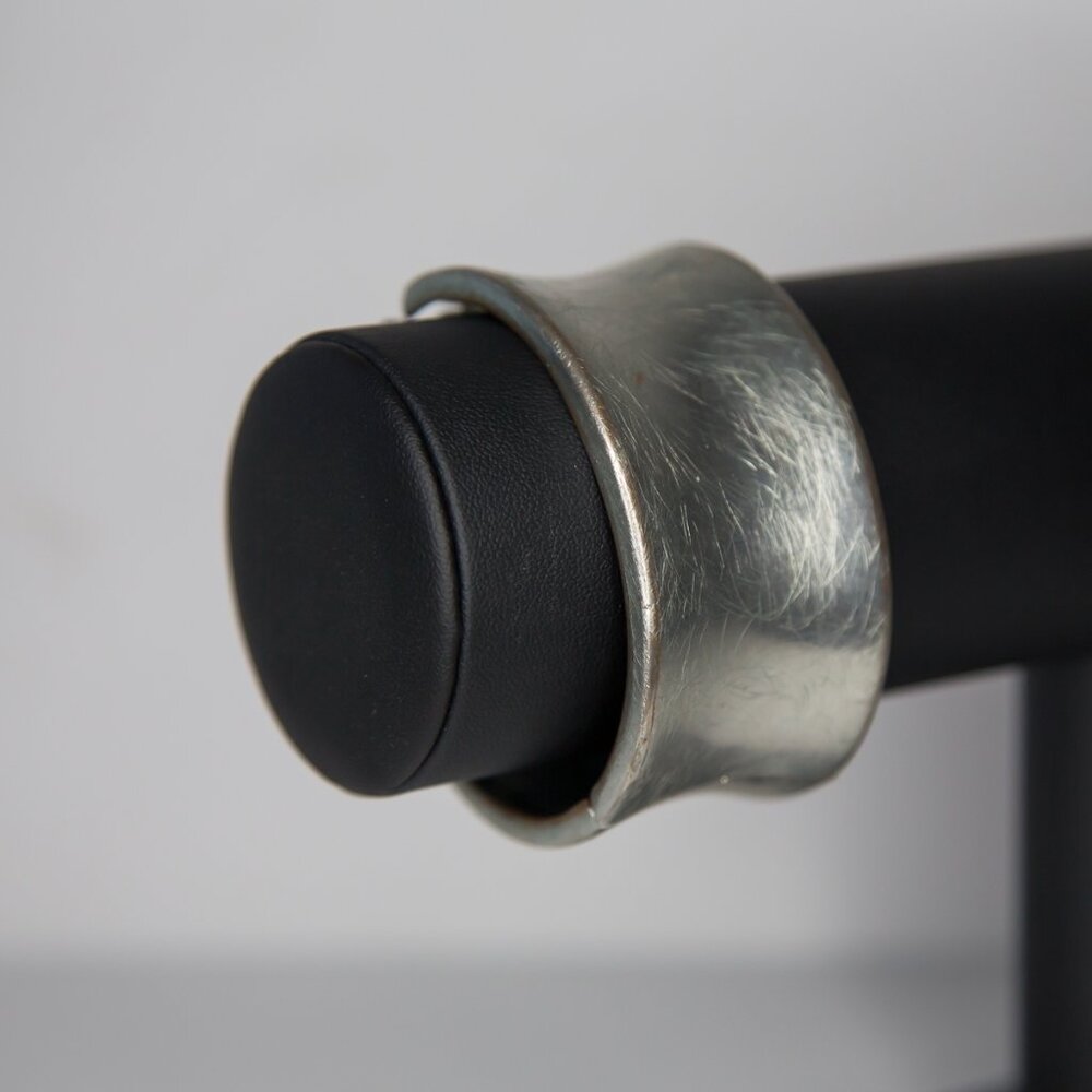 SOLD Vintage Silver Cuff Bangle with Tension Hinge Closure